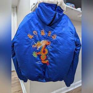Vintage 70s 80s Seul Korea Dragon Souvenir Bomber Jacket Size L